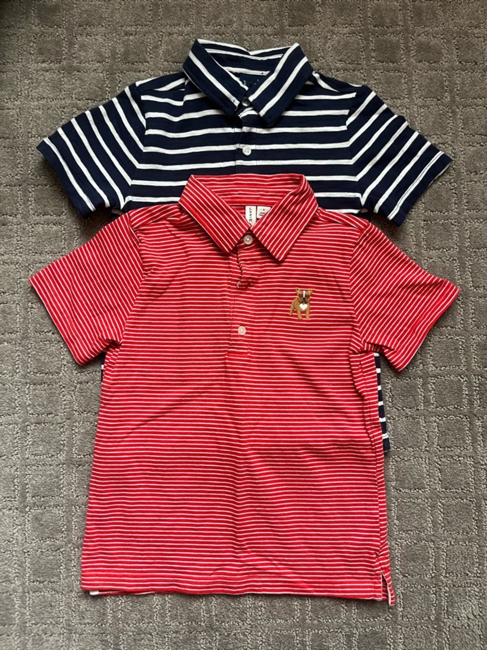 Janie & Jack boys striped Polo Shirts 2pc - Red & Navy - Kids